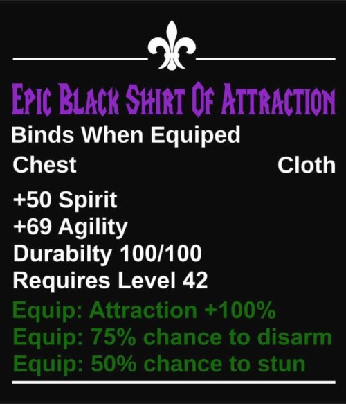 Epic Black Shirt Of Attraction Póló - Ha World of Warcraft rajongó ezeket a pólókat tuti imádni fogod!