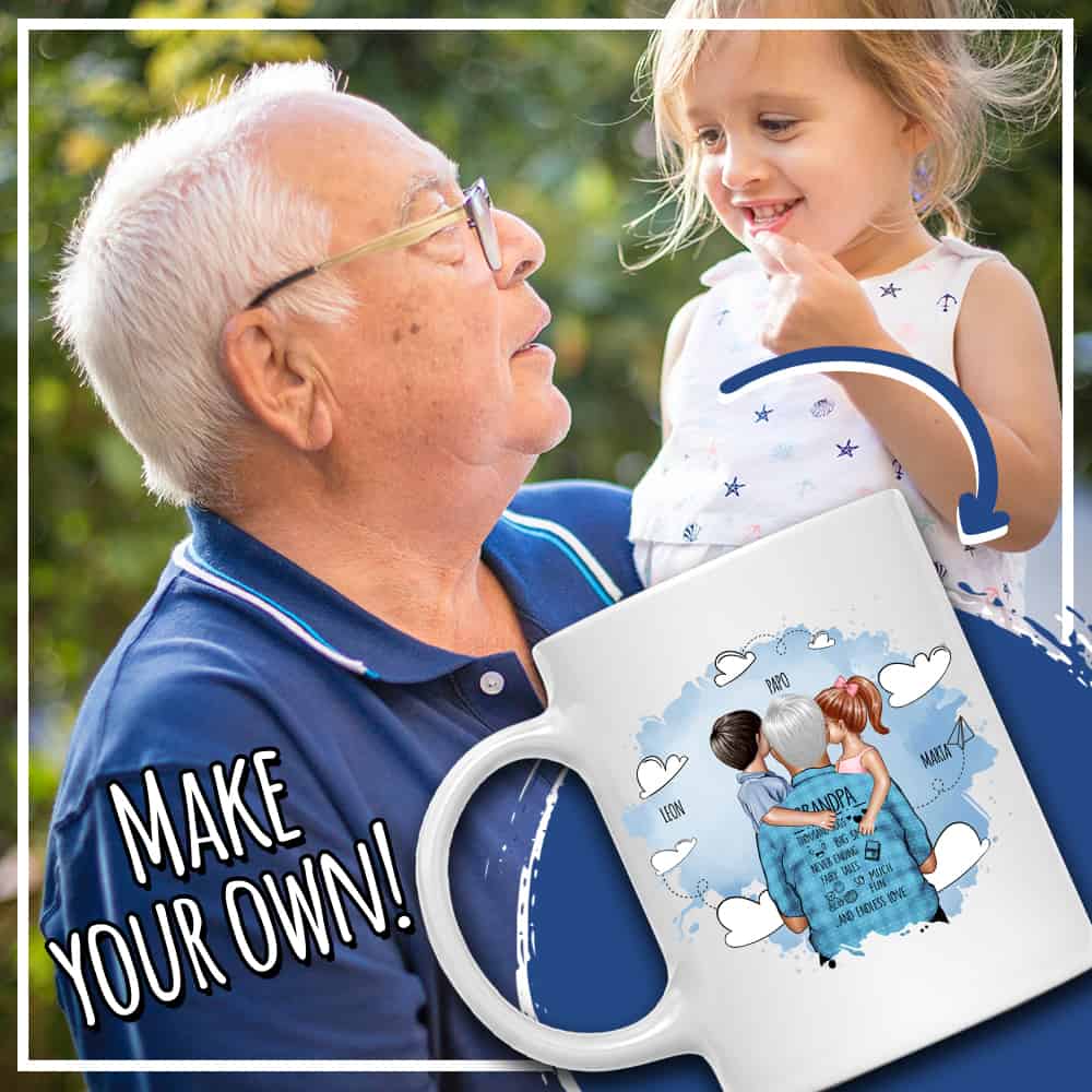 Watercolor Grandfather with kids - MyLife